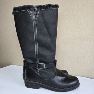 Chic Black Women's Winter Boots with Fur Trim